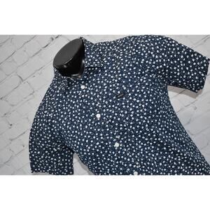 RVCA Hawaiian Style Dress Shirt Mens Size Medium Cotton Blue